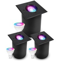 Juavi 3Er Set Schwarze Bodenleuchte Einbau Eckig Inkl. GU10 Wifi 5W App Sprache