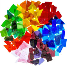 ILLUCKAI 2.2Lb Colorful Transparent Stained Glass Scraps, Irregular Stained