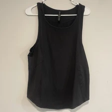 NWT 90 Degrees By Reflex Tank Top Womens M  Black Scoop Neck Low Sides Gym NEW