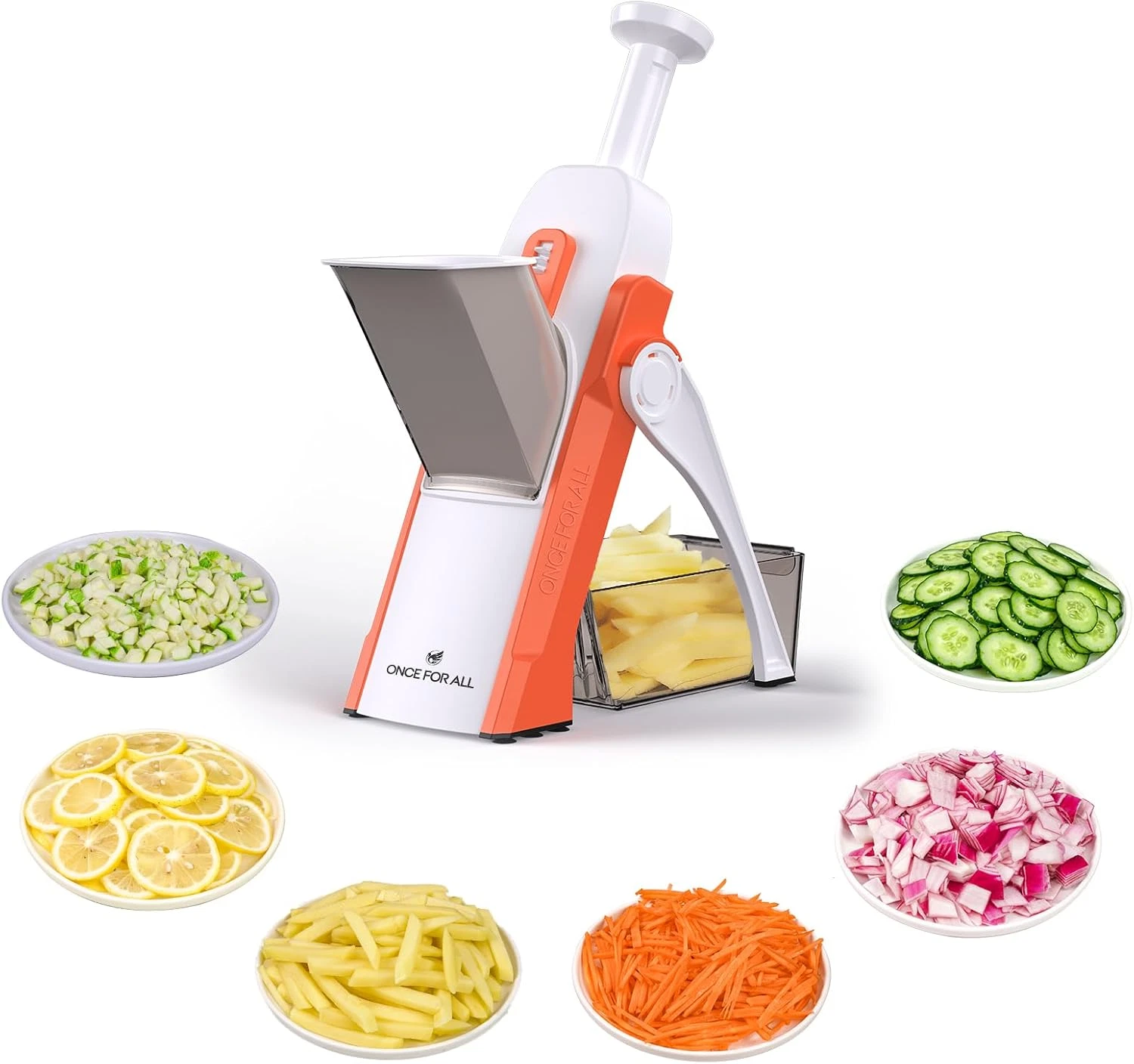 Safe Mandoline Slicer 5 in 1 Vegetable Cutter, Strips Julienne Dicer Adjustable