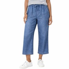 Splendid Lyocell Wide Leg Crop High Rise Pants Blue Chambray Women  s Size Large