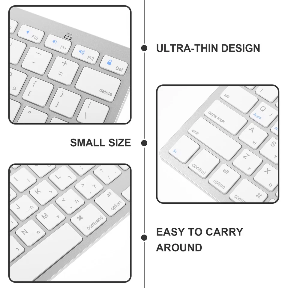 Hebrew Keyboard,Wireless Computer Silent Keyboard Ultra Slim Compact for Lapt... - Image 4 of 4