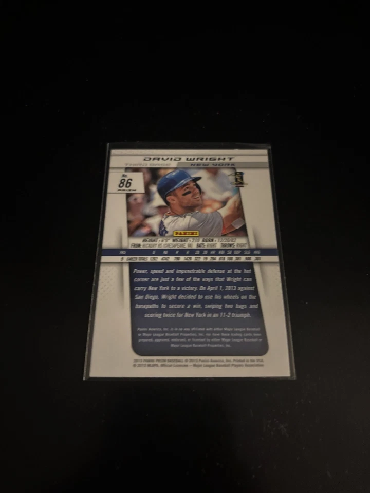 David Wright 2013 Panini Prizm Red Pulsar Prizm New York 86 - Image 2 of 2