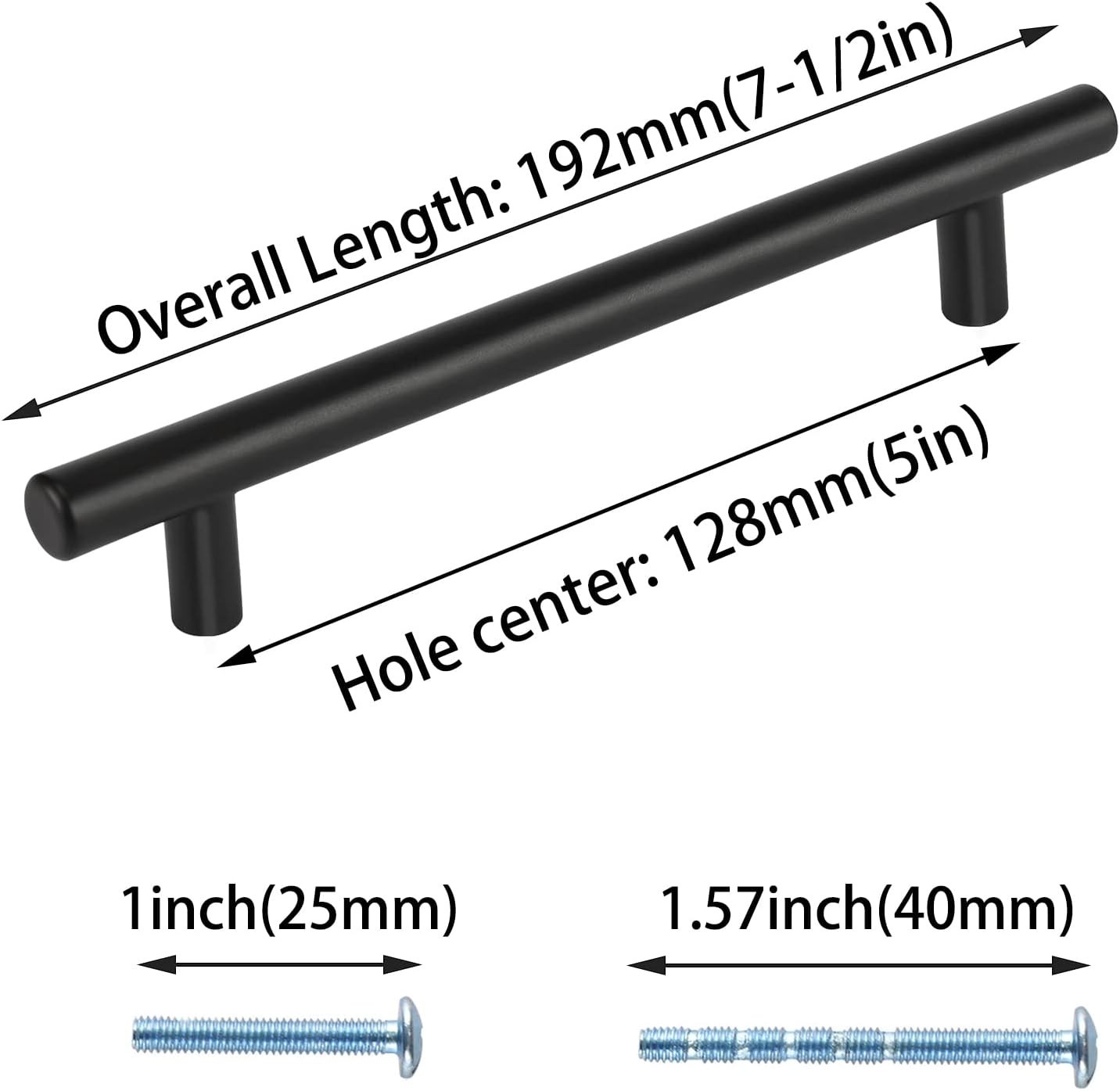 LONTAN 20 Pack Black Kitchen Handles 128mm/ 160mm Black Cupboard Handles