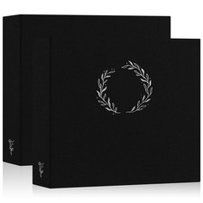 Lanpn 2 Packs Photo Album Scrapbook 12x12, Linen Cover Wreath Design Top Load...