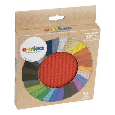 Q-Bricks - Basis Platte 20 x 20 Kartonbox 4 Stück - Farbe Feuerrot