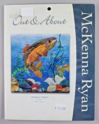 McKenna Ryan Out & About Heads Or Tales Block 7 Quilt Pattern Trout Fish Uncut - Image 1 of 3