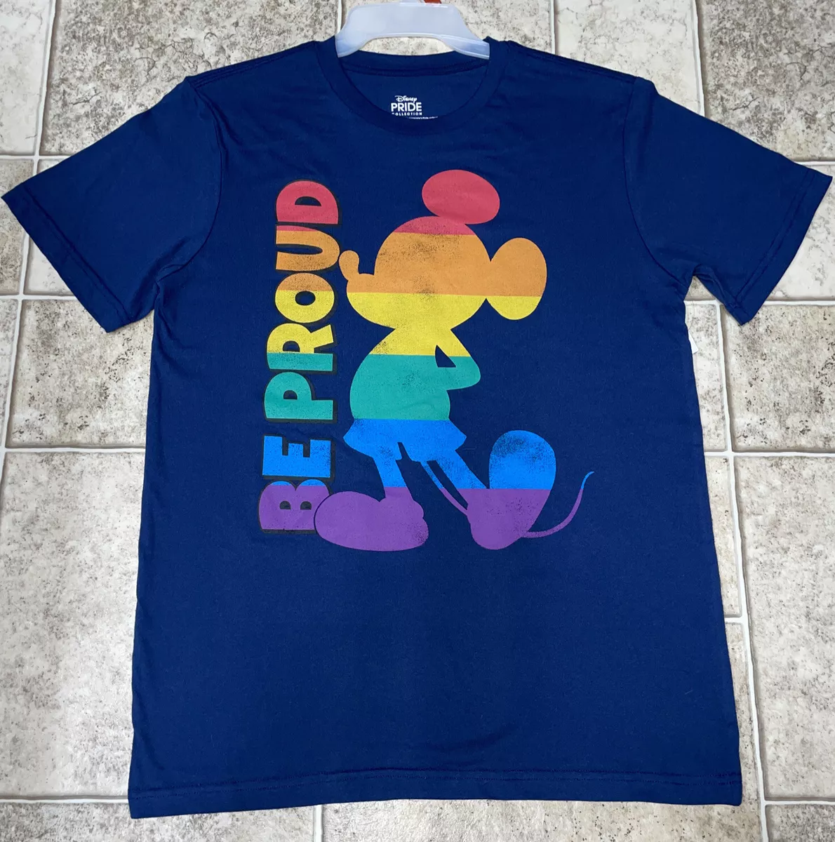 NWT Mens Disney Pride Collection Rainbow Mickey Mouse Blue T shirt