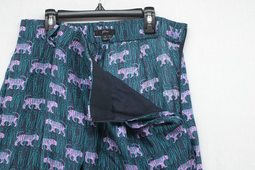J. Crew Silk Wide Leg Pant in Jungle Print Size 8 Tiger Navy Pink Pants Preppy - Picture 5 of 9