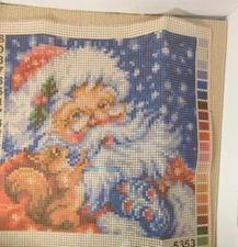 Collection D'Art Stamped Needlepoint Cushion -Santa -CD5353 - Incomplete no yarn