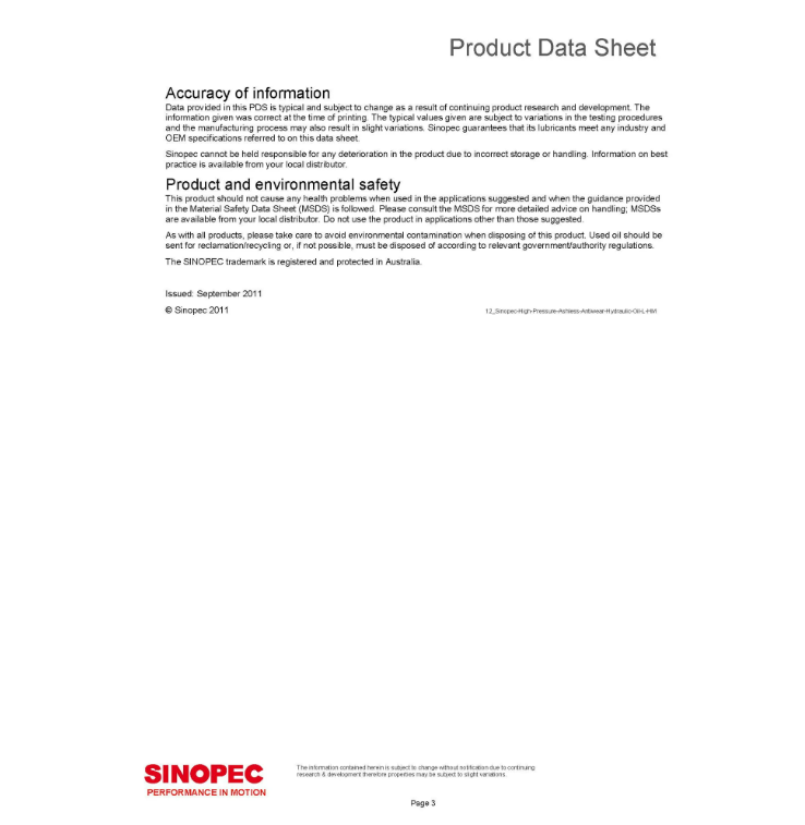 Ashless Hydraulic Oil AW 46 Zinc Free 5 Gallon Pail (18L 4.75 GAL