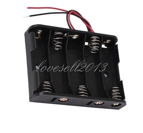2 Porte Batteria In Plastica Per 5 X AA Con Fili - Custodia Scatola 7.5V Fai Da Te
