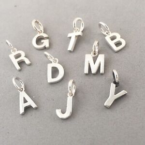 .925 Sterling Silver Small ALPHABET CHARM Letter Initial Tiny Pendant NEW 925 