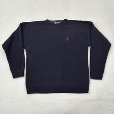 Vintage Chaps Ralph Lauren Hand Framed Tight Knit Navy Crewneck Sweater Men  s L