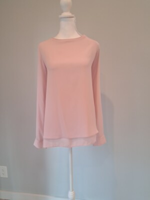 NWT WHBM Sz 14/L Classy Celeste Layered Blouse Top Overlay Back Orig Price $120