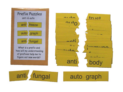 Educational Literacy Center Learning Resource Game Prefix Puzzles anti & auto