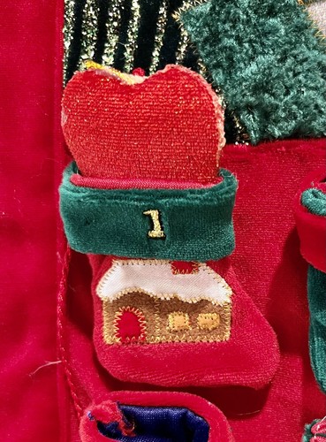 Advent Calendar Velvet Christmas Countdown Hanging Snowman With Mini Stockings - Picture 2 of 5