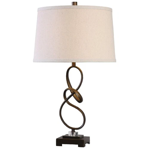 Uttermost Tenley Steel Crystal Table Lamp in Oil Rubbed Bronze and Light Beige - Picture 1 of 3