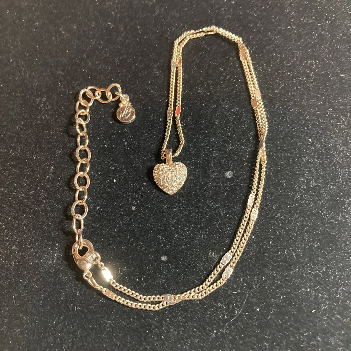 vera bradley gold tone crystal pave heart necklace 16 19 b115 eBay