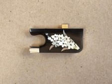Hand made silver mounted Cello Bow frog with MOP inlay Gladioliflowers design