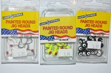 3 packs luck e strike jigs ballhead jig round 1/8oz assortment black white chart