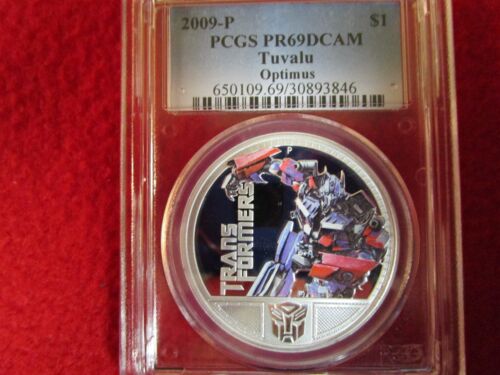 2009 Tuvalu $1 Transformers OPTIMUS PRIME 1Oz 999 Silver Coin ngc PCGS PR69 PF69 - Picture 1 of 7