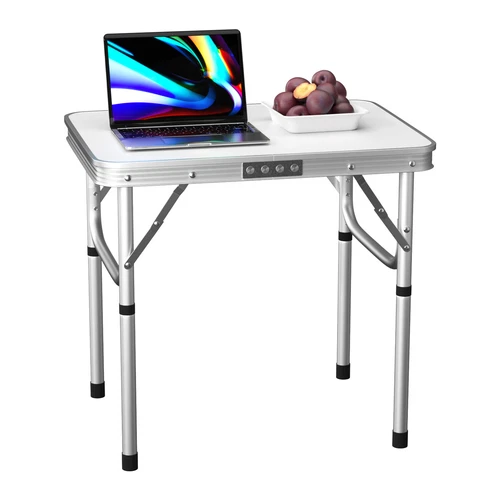 NEW FOLDING CAMPING TABLE ALUMINIUM PICNIC PORTABLE ADJUSTABLE PARTY BBQ OUTDOOR - Picture 4 of 12