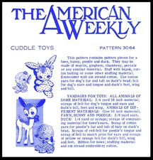 4 Stuffed Animals Fabric Sewing Pattern MO # 3064 Fawn Bunny Poodle Dog Duck Toy