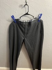 Van Heusen Charcoal Gray Flat Front Polyester Rayon Mens Dress Pants 40x 30