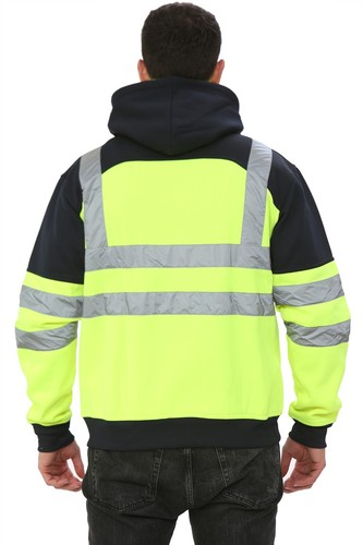 Hi Vis Viz Tablet Zips Hoodie Reflective Tape Band Top Phone Tablet & ID Pockets - Picture 34 of 34