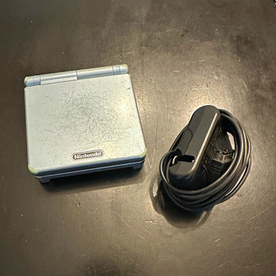 Nintendo Game Boy Advance SP AGS-101 Blue Backlit Handheld w/ Charger Cable