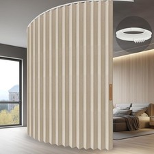 Accordion Folding Room Partition w/Ceiling Track Retractable Divider Curtain