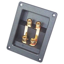 Speaker connection terminal 120x90 mm square, gold-plated connections, BiWiring