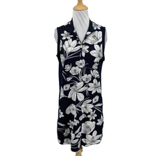 Tail Dress Womens M Medium Navy White Aniya Golf Floral Mesh Panel Half Zip