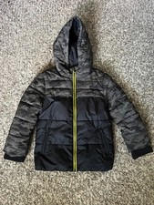 MICHAEL KORS Black/Camo Full Zip Hooded Puffer Winter Snow Jacket Kids 5-6