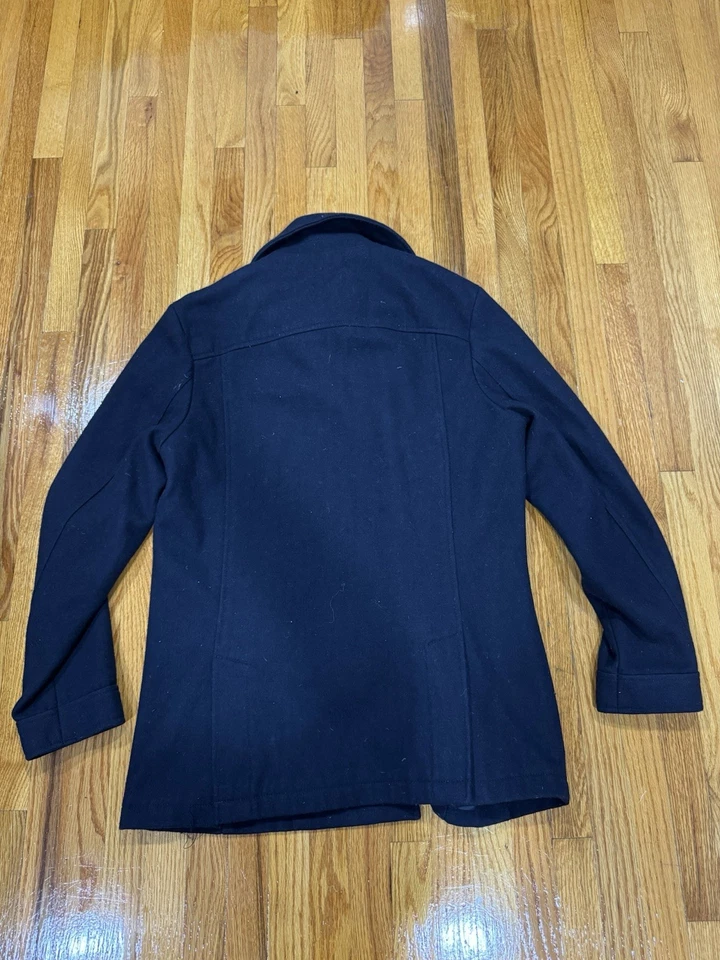 Abrigo American Rag Para Hombre Chaquetón Mezcla Lana Azul Marino Talla M Cremallera Forro Babero Foto 4 de 4