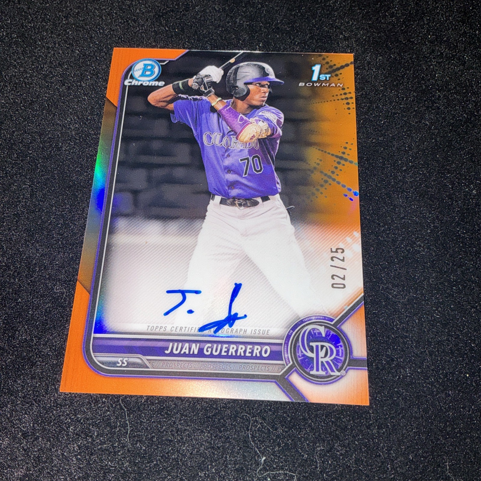 Juan Guerrero 2022 Bowman Chrome Prospect Orange Refractor 02/25 #CPA-JGO Auto