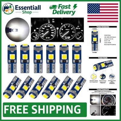 12-Pack T5 LED Bulbs, Easy Plug & Play Installation for Car Dashboard Lighting