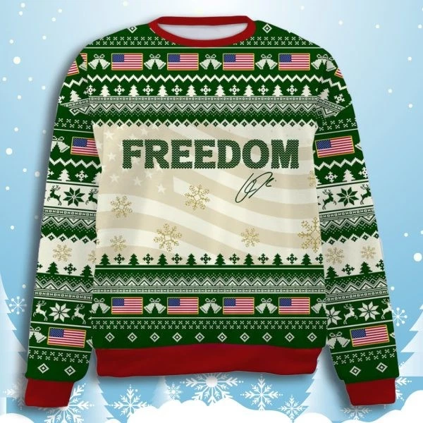 Freedom Charlie Kirk Signature Ugly Christmas Sweater