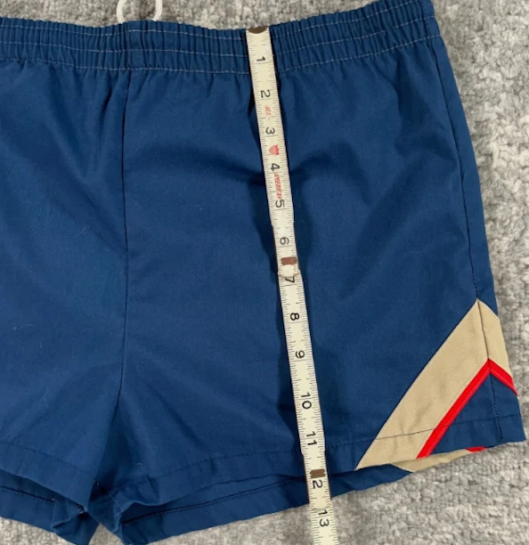 Bañador Vintage Para Hombre 34 Azul Beige Forrado Cordón Años 70 Hecho en EE. UU. Foto 3 de 4