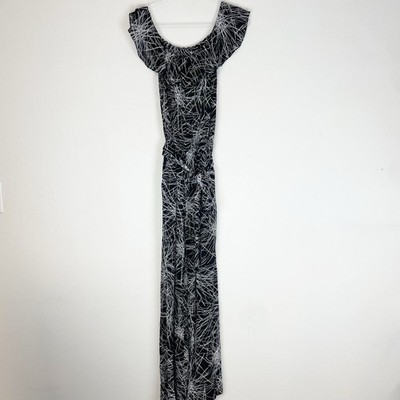 DVF Diane von Furstenberg Adele Jumpsuit Size 6 Off The Shoulder Belted Black