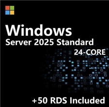 Windows Server 2025 Standard  24-CORE  10 CALs  50 RDS  Remote Desktop EP2-25205