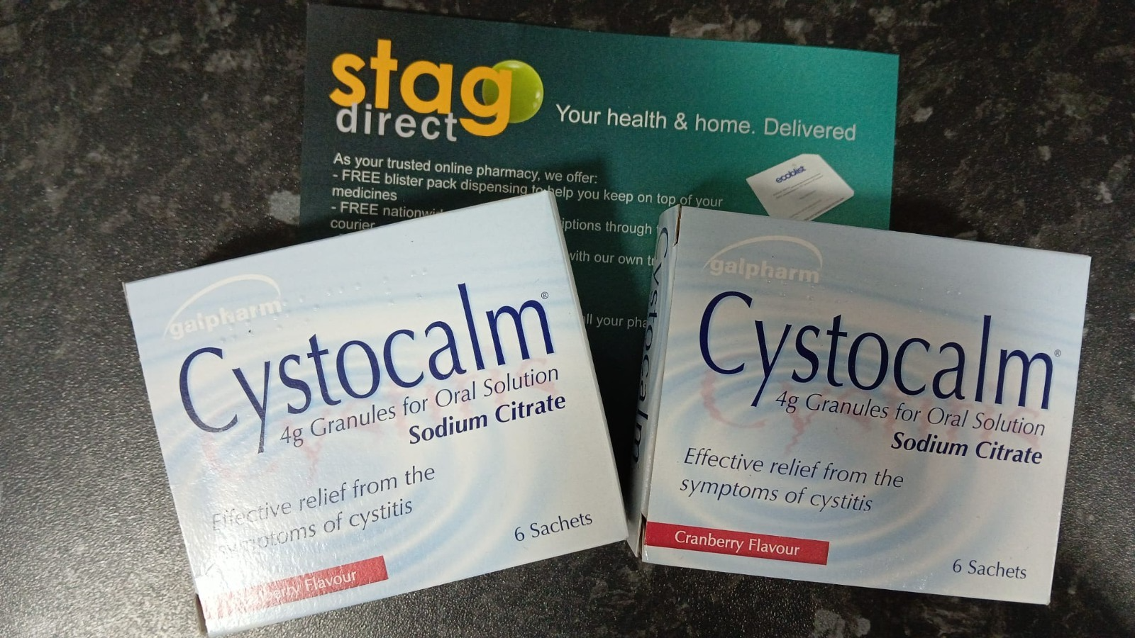 2 X Cystocalm 6 Sachets 4G Granules - Cystitis Relief from Burning Pain FLAT