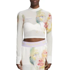 PUMA  X Kidsuper Mock Neck Long Sleeve Pullover Shirt Womens Beige Casual Tops 6