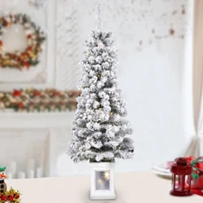 4.5ft Pre-Lit Frosted Pine Artificial Christmas Tree with 207 Tips 105 Lights