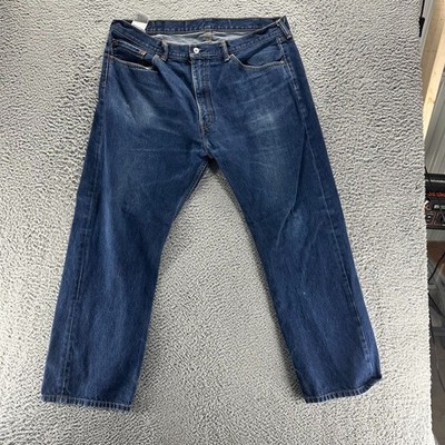 Levis 505 Jeans Mens 42x30 Blue Cotton Straight Dark Wash Denim Workwear