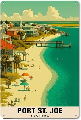 Port St. Joe Florida Gulf Coast Beaches Tin Metal Signs Home Décor 8x12