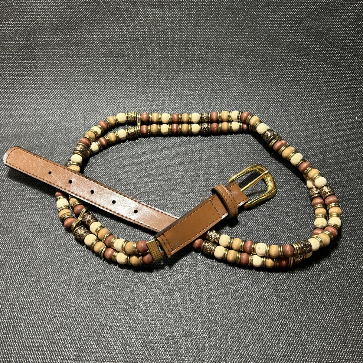 Faux Leather Beaded Brown Belts for Women for sale | eBay display picture 1