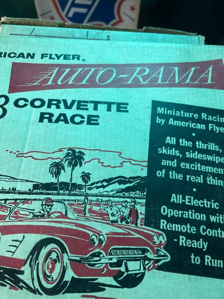 Figura 8 Corvette Race Set Nº 19080 vintage 1960 A.C. Gilbert Auto-Rama con caja Foto 3 de 4
