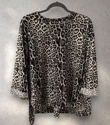Something Special Leopard Print Crew Neck Pull On 3:4 Sleeve Top X-Large